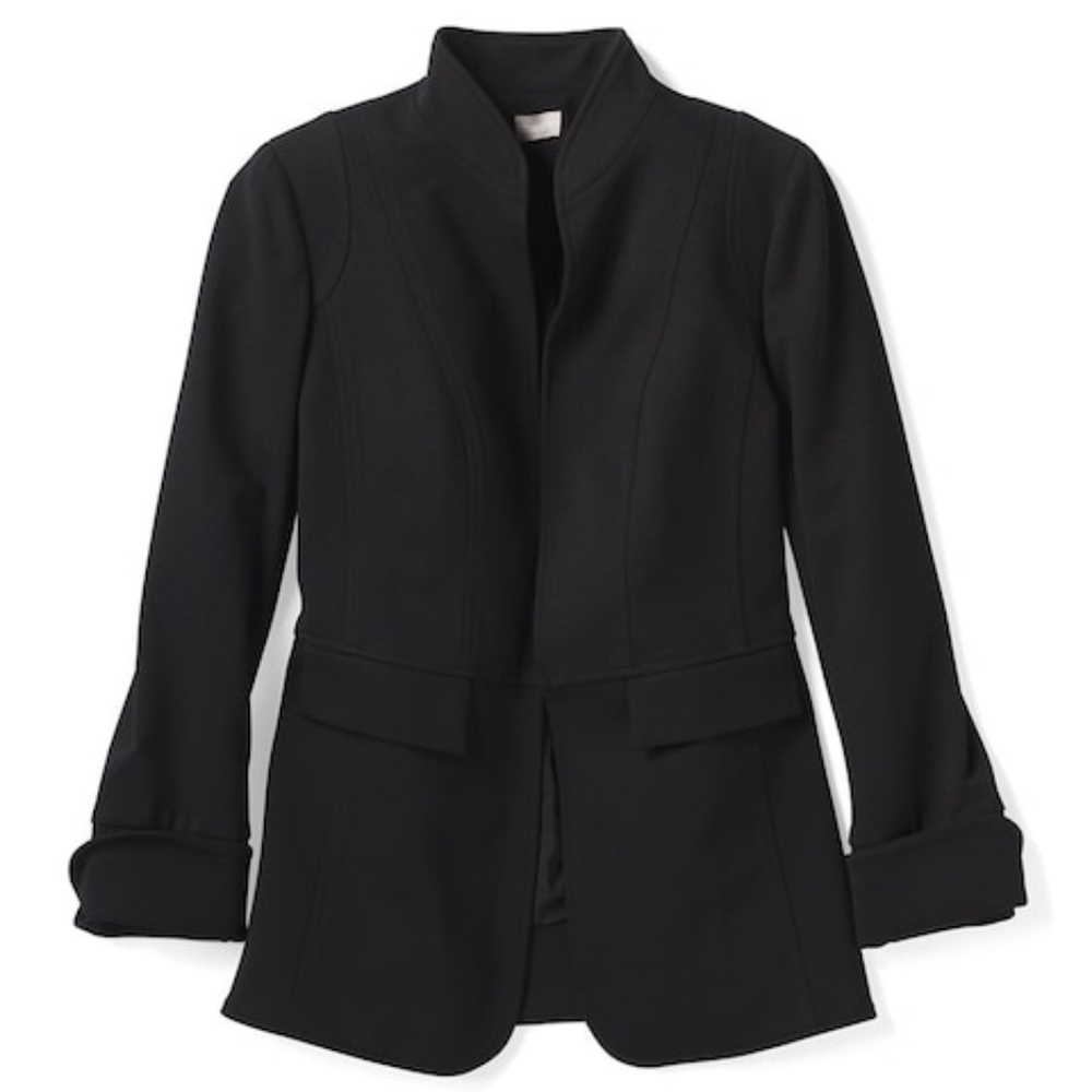 Chico's 2 Classic Blazer Black Ponte Size 12 / 14 LS Jacket